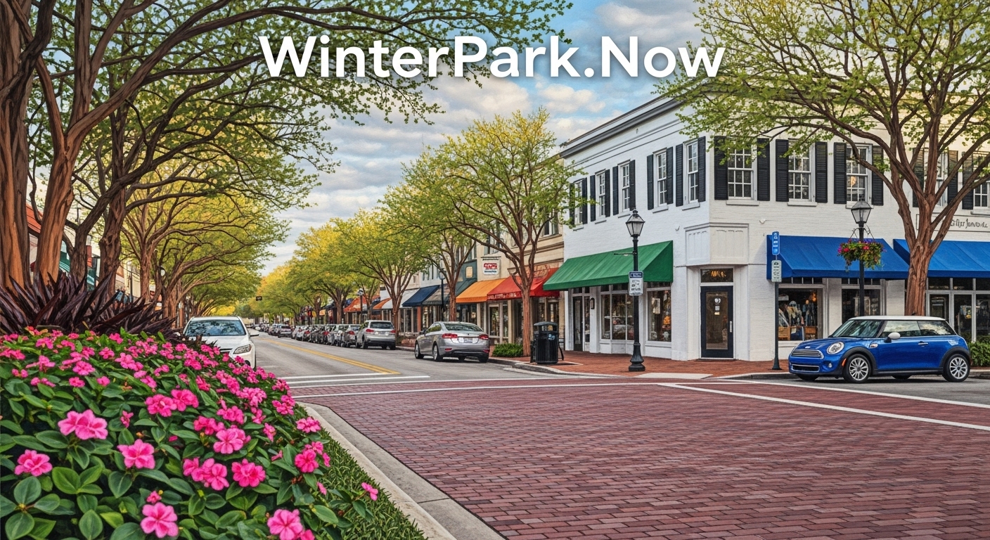 Scenic lakes and downtown in Winter Park, Florida